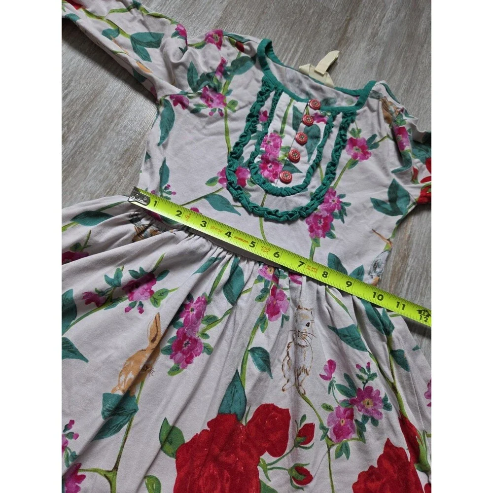 Matilda Jane Woodland Wonders Bunny Bird Floral Dress Girls 6 Long Sleeve GUC